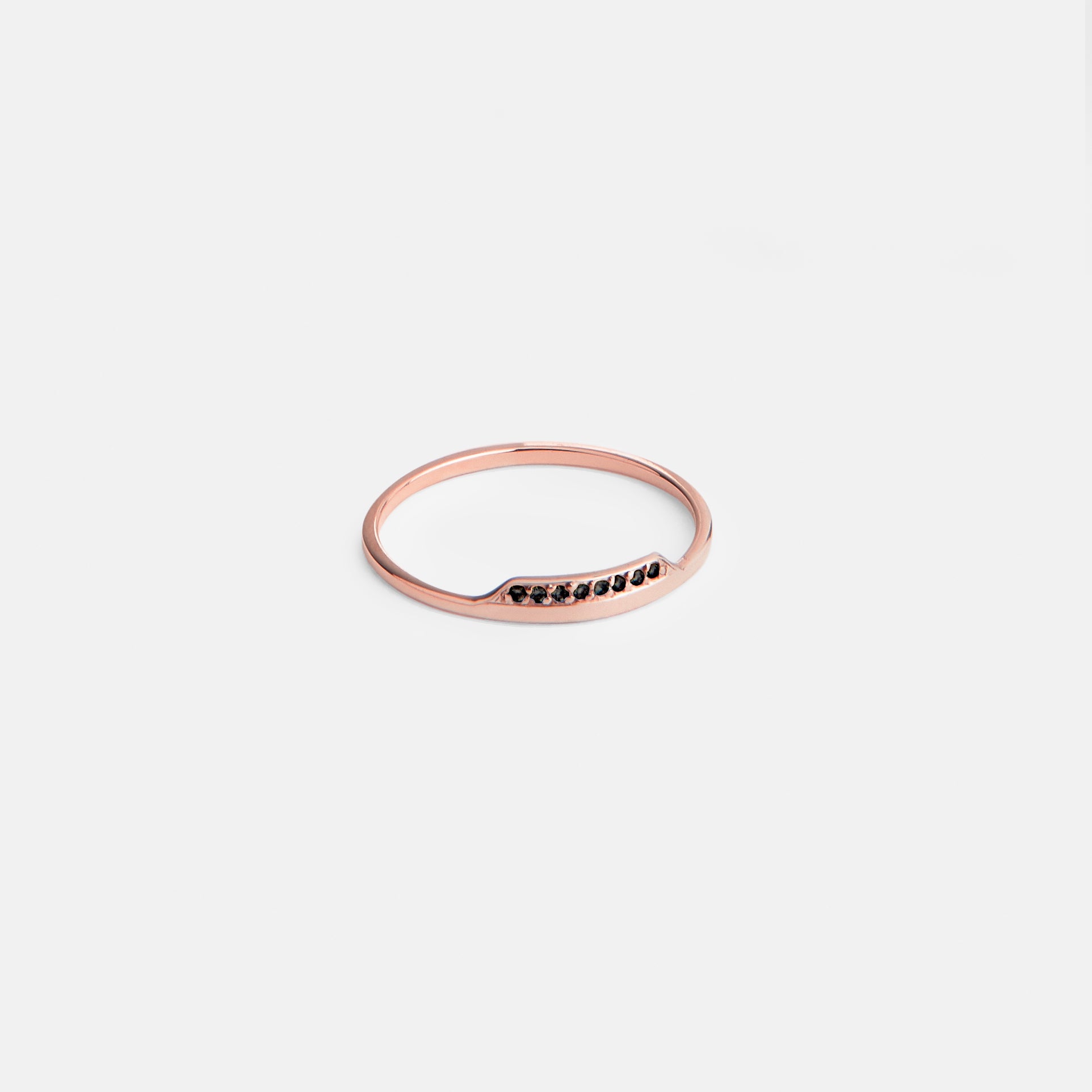 Salo Thin Ring in 14k Rose Gold set with Black Diamonds By SHW Fine Jewelry NYC