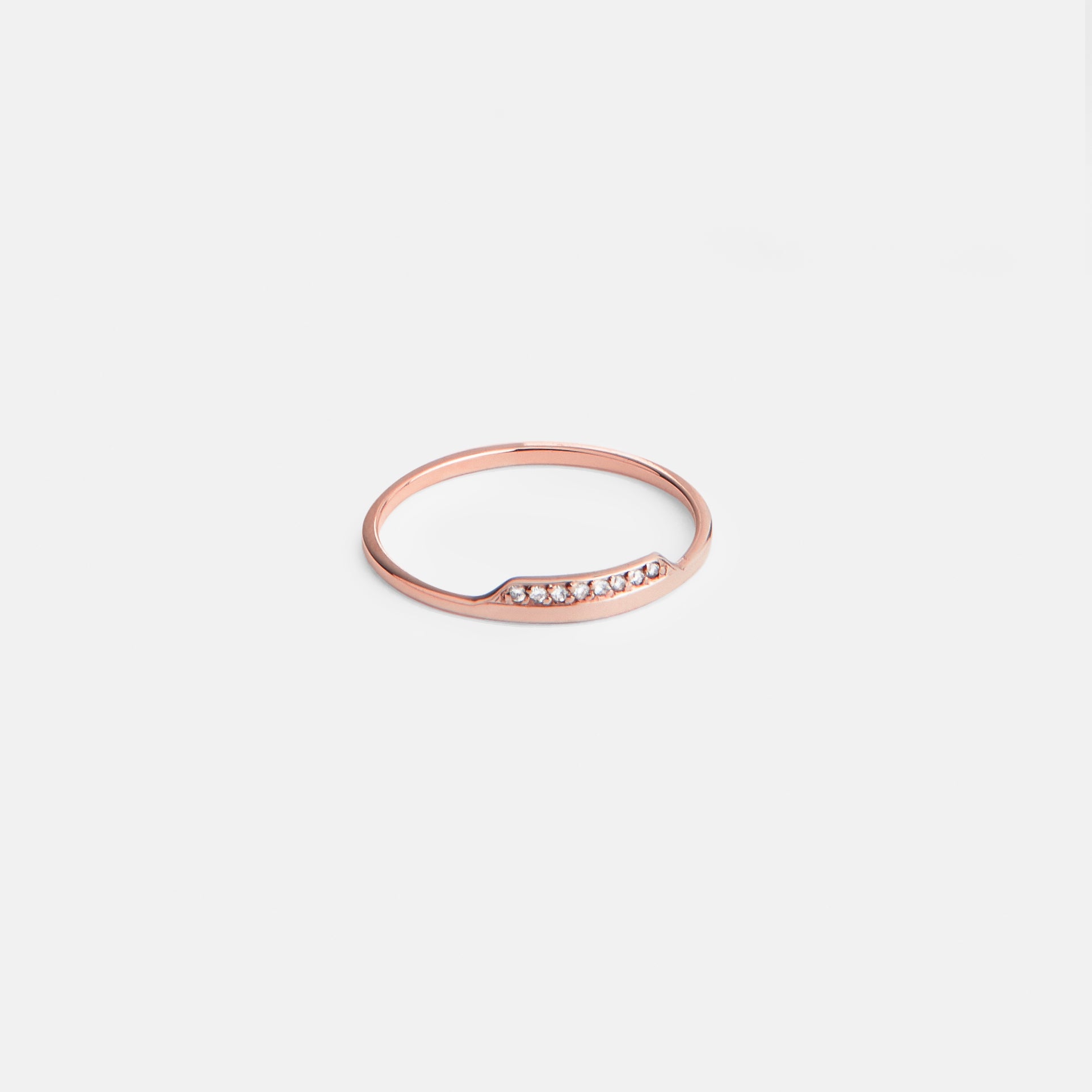 Salo Thin Ring in 14k Rose Gold set with White Diamonds By SHW Fine Jewelry NYC