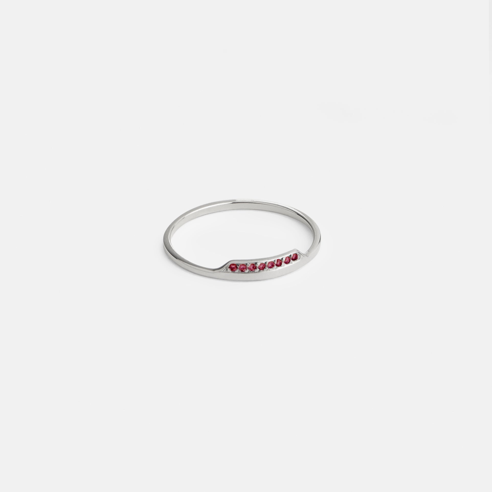 Salo Thin Ring in 14k White Gold set with Rubies By SHW Fine Jewelry NYC