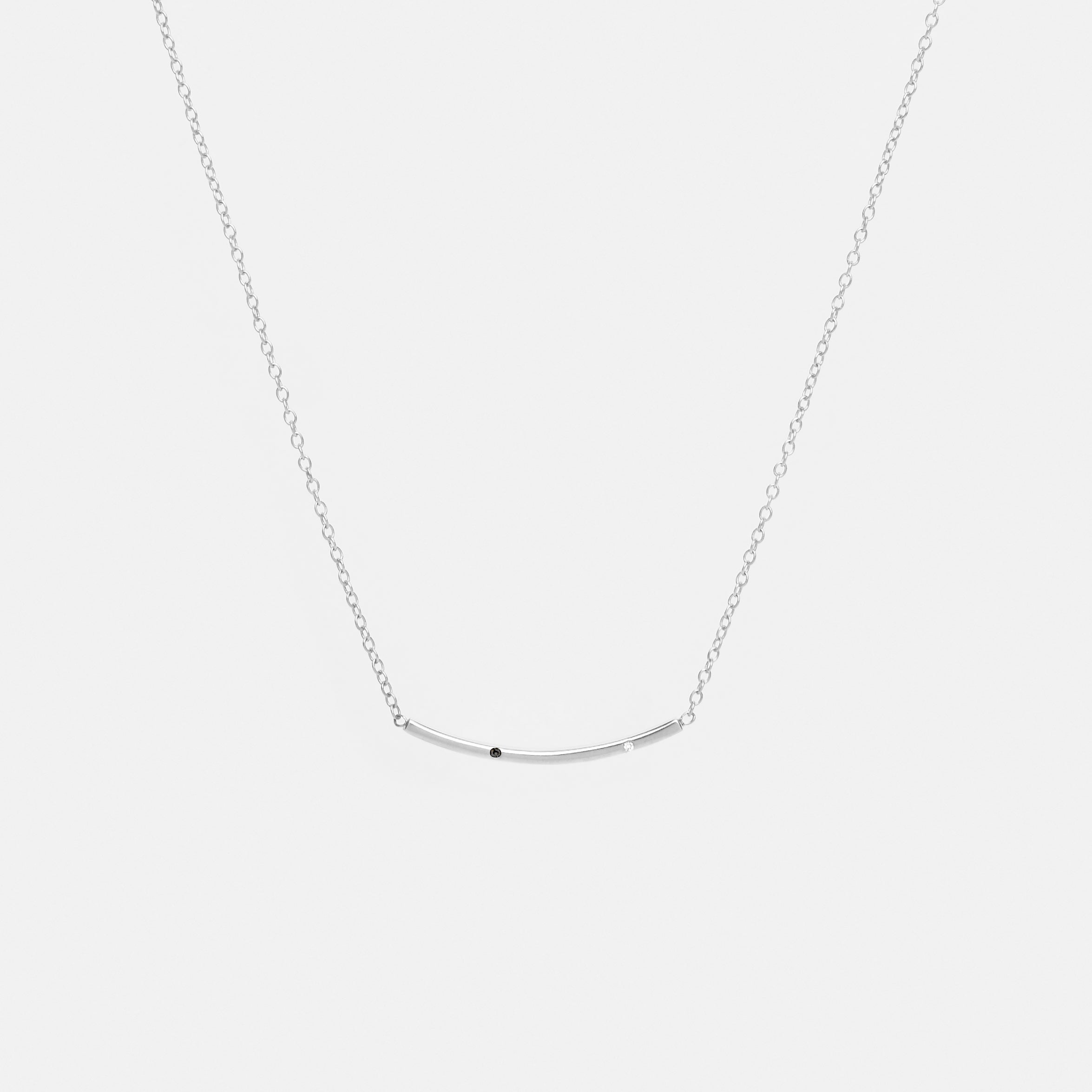 Sara Minimalist Necklace in Sterling Silver set with Black and White Diamonds By SHW Fine Jewelry NYC