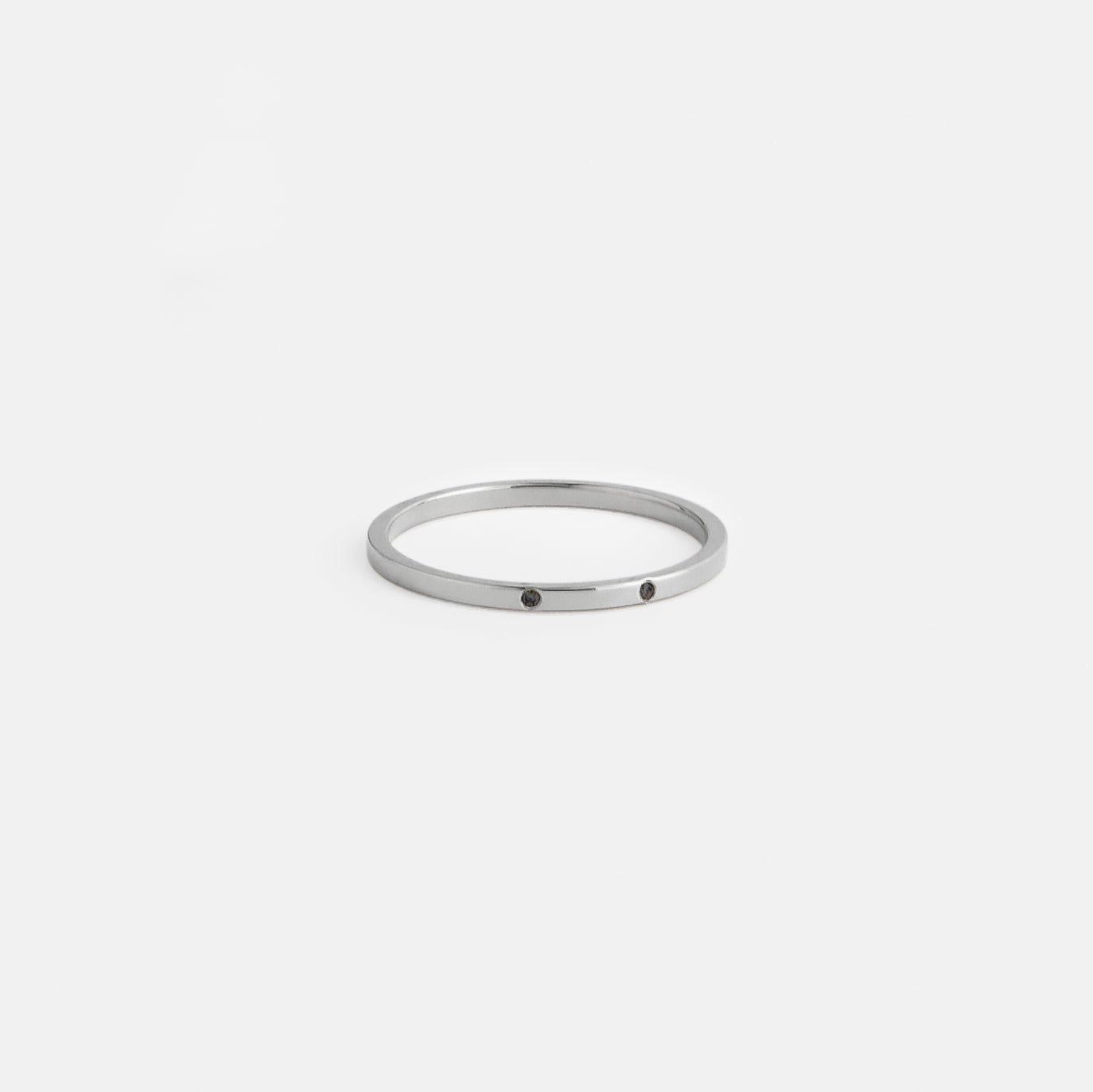 Sarala Handmade Ring in 14k White Gold set with Black Diamonds By SHW Fine Jewelry New York City