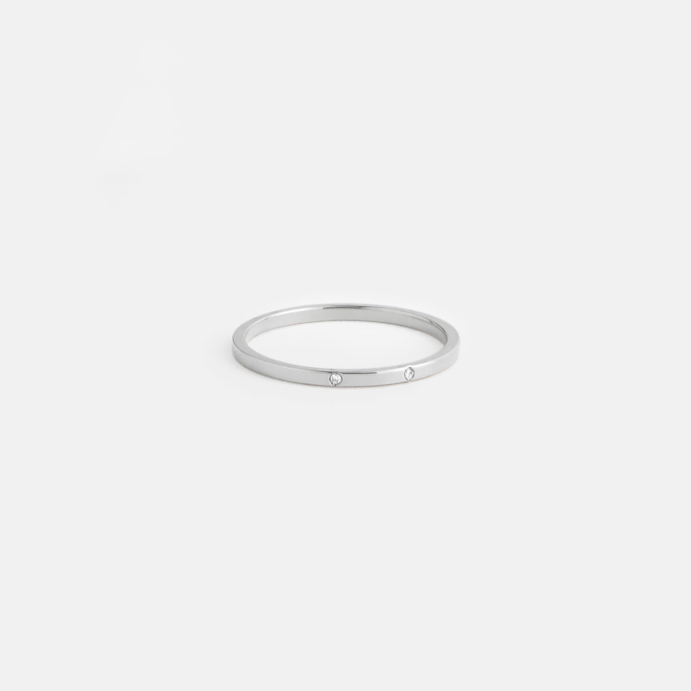 Sarala MInimalist Ring in Sterling Silver set with White Diamonds By SHW Fine Jewelry NYC