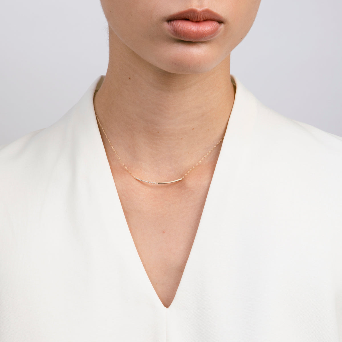 Iva Thin Choker in 14k Gold set with White Diamonds By SHW Fine Jewelry NYC