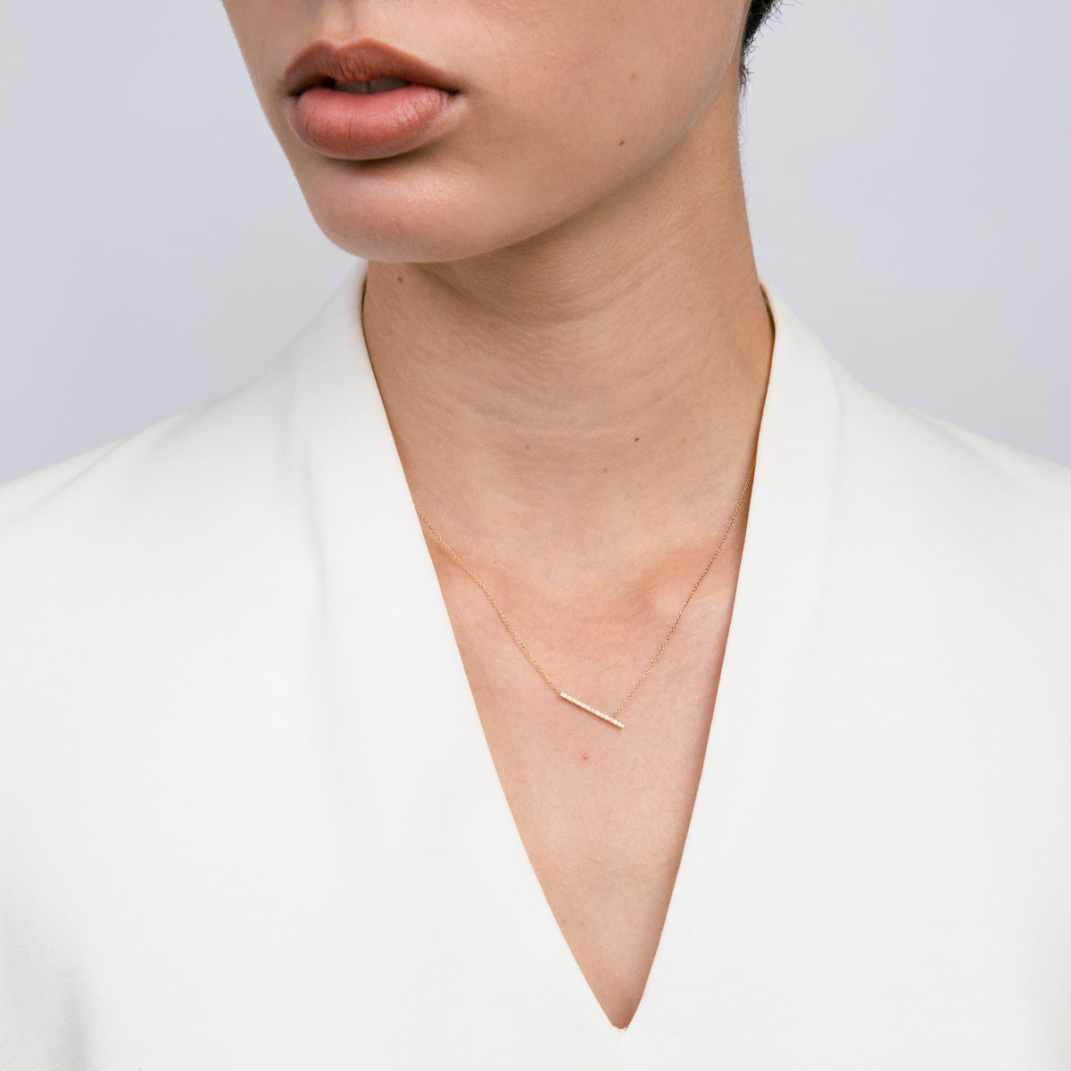 Tira Unconventional Necklace in 14k Gold set with White Diamonds By SHW Fine Jewelry NYC