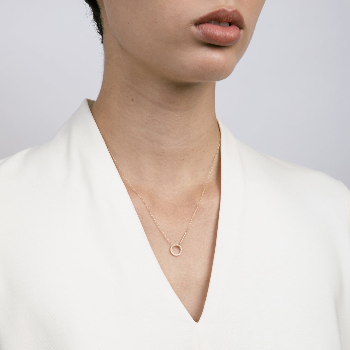 Visata Non-Traditional Necklace in 14k Gold set with White Diamonds By SHW Fine Jewelry NYC