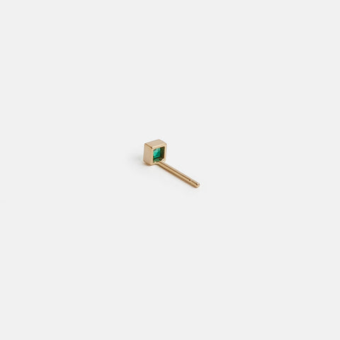 Large Ona Simple Stud in 14k Gold set with Emeralds by SHW Fine Jewelry