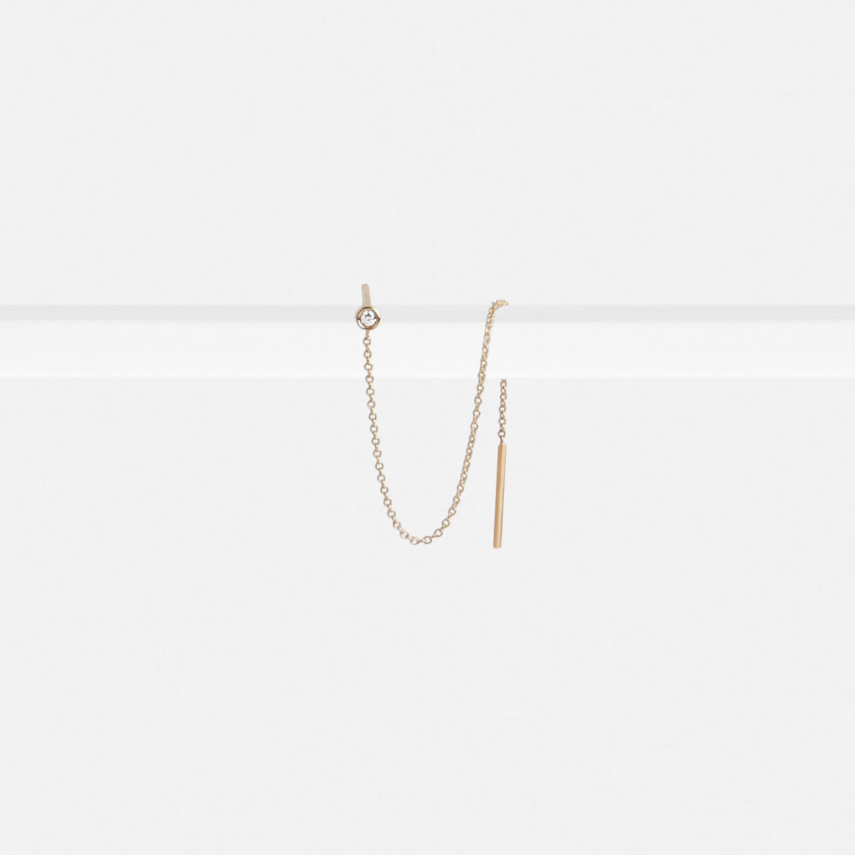 Vesa Designer Threader Earring in 14k Gold set with White Diamond By SHW Fine Jewelry NYC