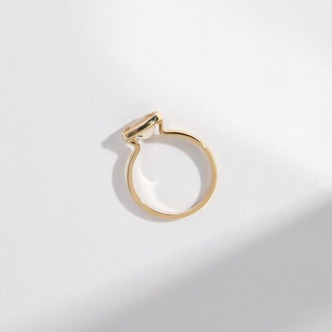 Syd Cool Ring in 14k Gold set with a 1ct oval cut heliodor By SHW Fine Jewelry NYC