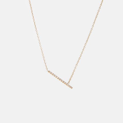 Tira Unique Necklace in 14k Gold set with White Diamonds By SHW Fine Jewelry NYC