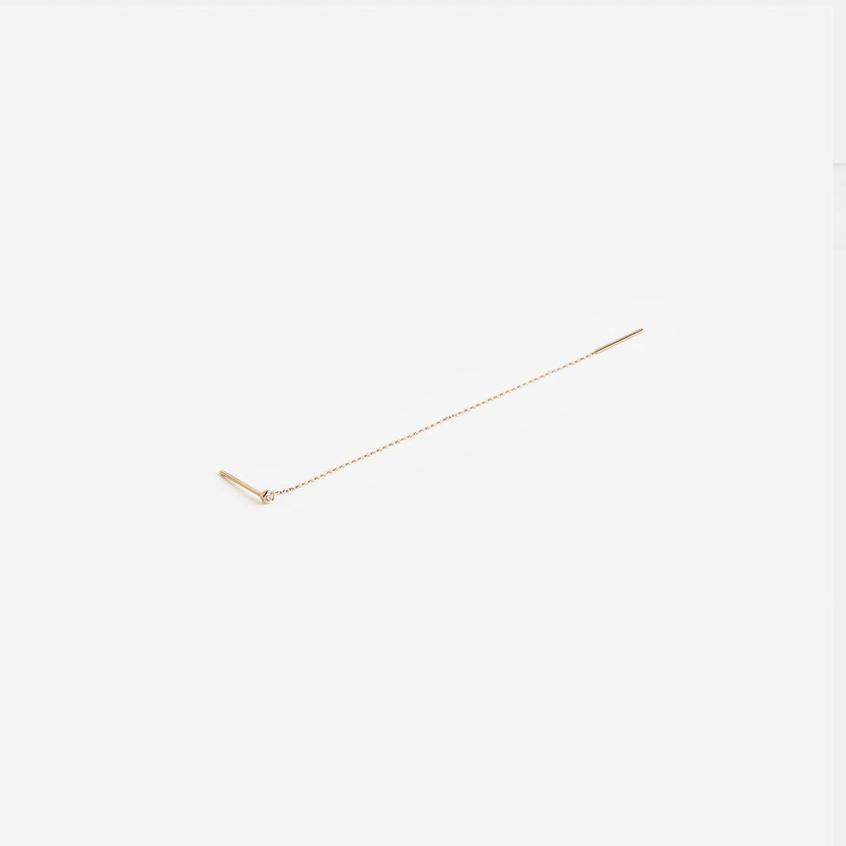 Vesa Non-traditional Threader Earring in 14k Gold set with White Diamond By SHW Fine Jewelry NYC