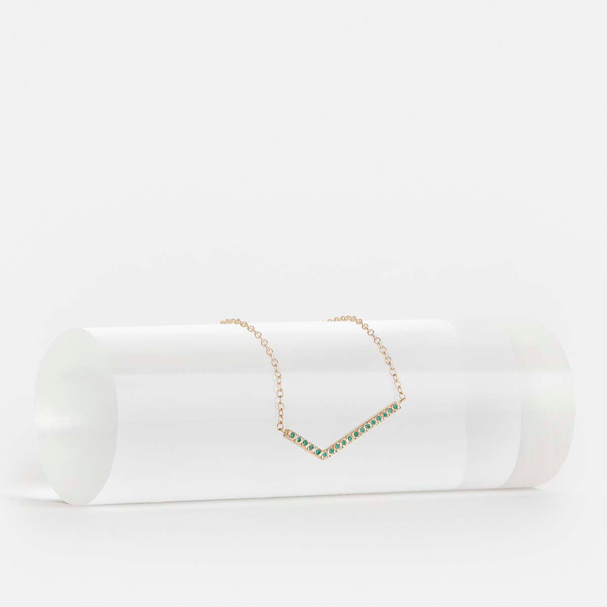Veva Non-Traditional Necklace in 14k Gold set with Emeralds By SHW Fine Jewelry NYC