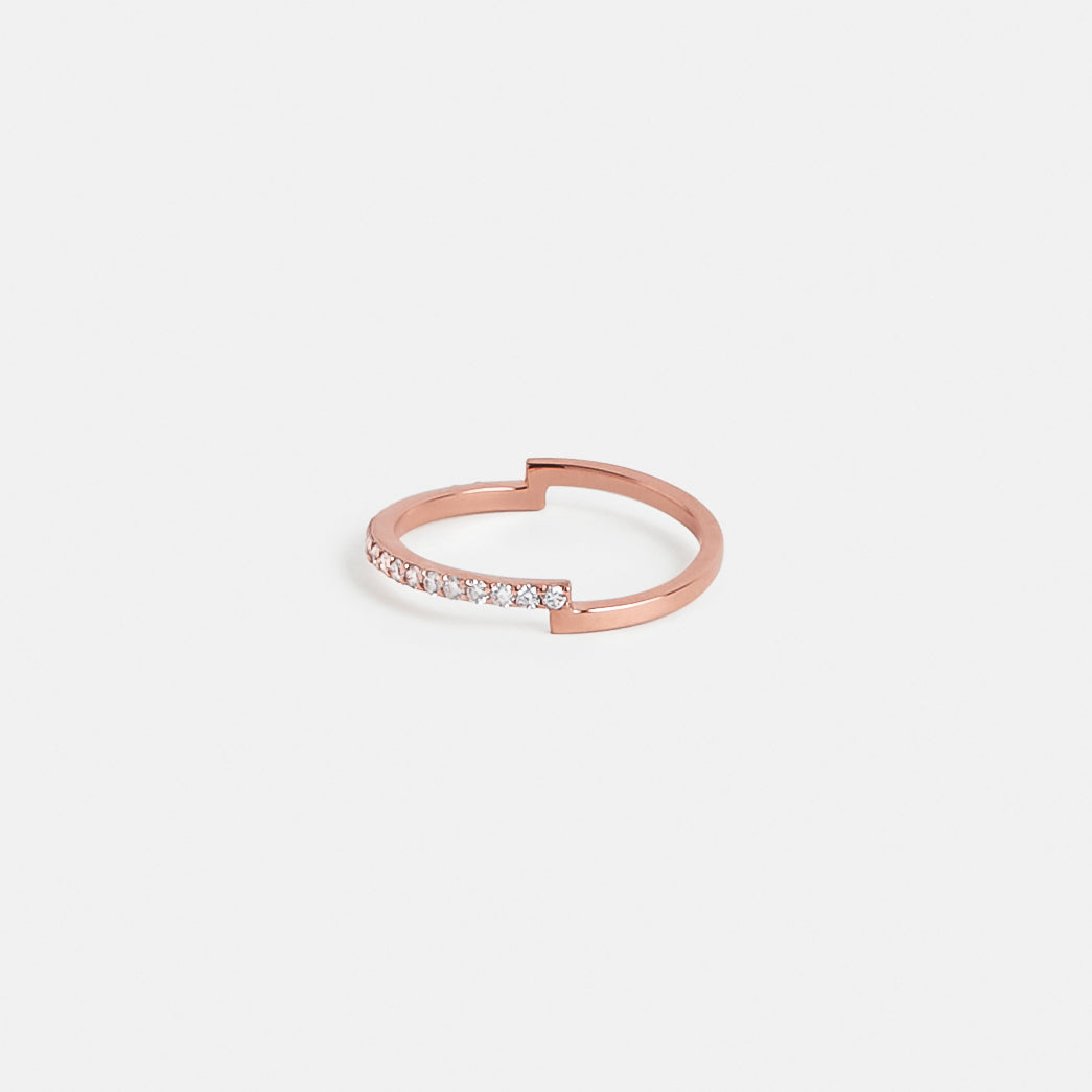 Visa Cool Ring in 14k Rose Gold set with White Diamonds By SHW Fine Jewelry NYC