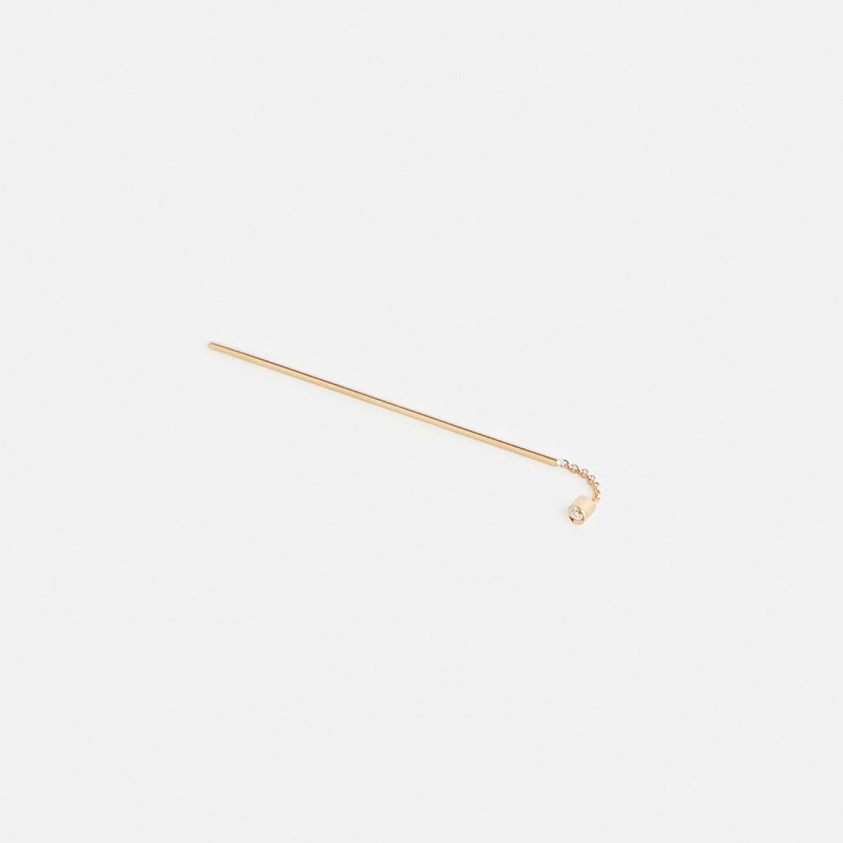 Lini Long Minimalist Pull Through Earrings 14k Gold set with White Diamonds By SHW Fine Jewelry NYC