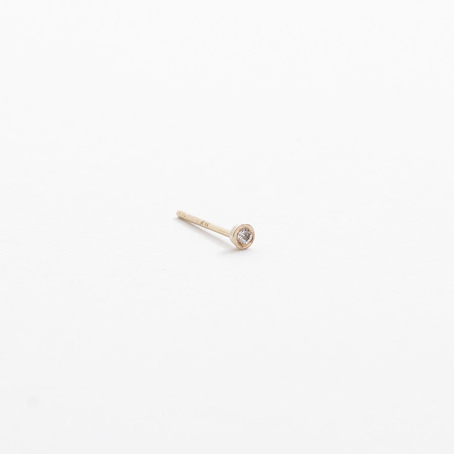 Small Simple Kaya Stud in 14k Gold set with White Diamond By SHW Fine Jewelry NYC