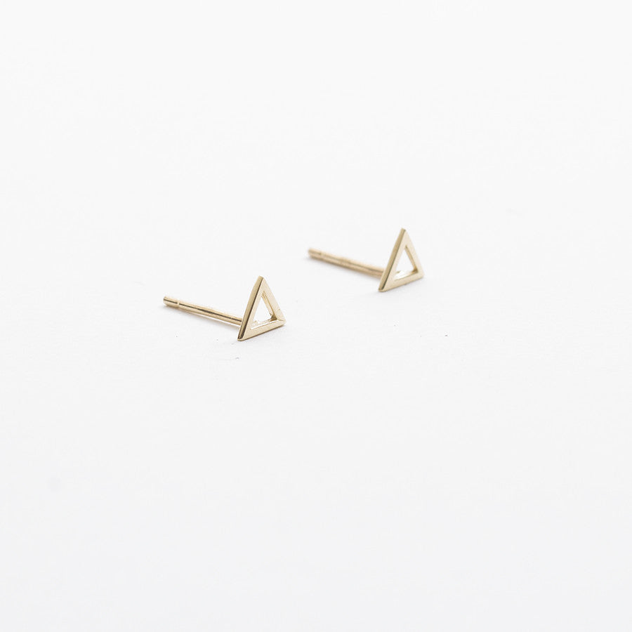 Tati Handmade Triangle Studs in 14k Gold By SHW Fine Jewelry NYC