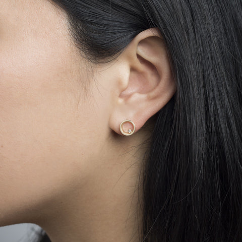 Ila Handmade Earrings 14k Gold set with White Diamond By SHW Fine Jewelry NYC