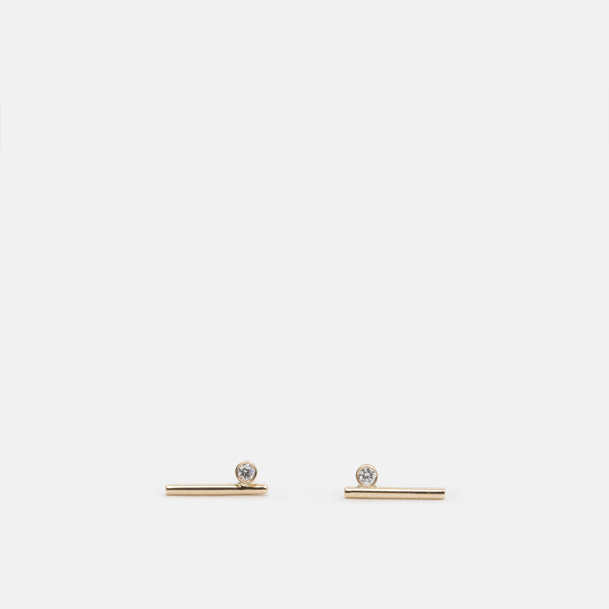 Livi Small Cool Stud Earrings in 14k Yellow Gold set with White Diamonds By SHW Fine Jewelry NYC