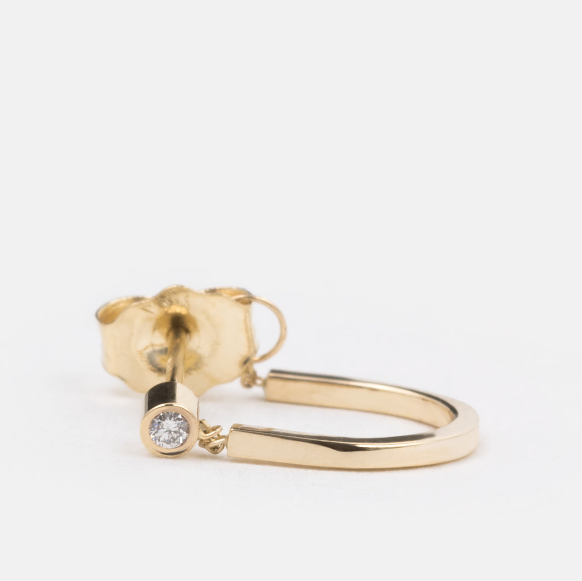 Mini Lona Designer Hug Earring in 14k Gold set with White Diamonds By SHW Fine Jewelry NYC