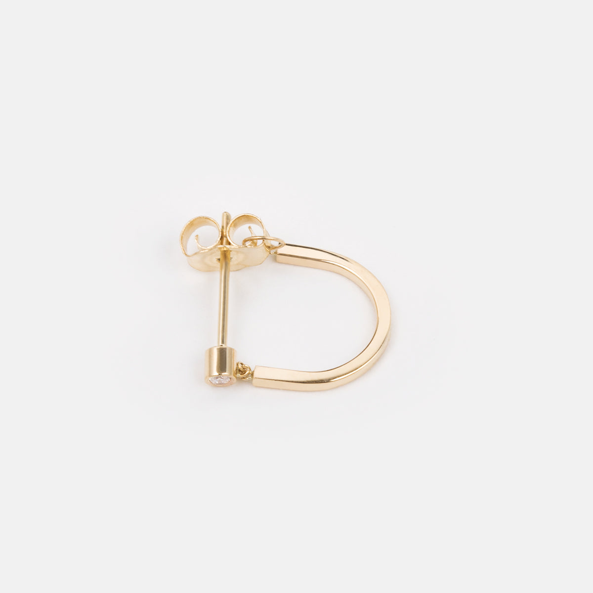 Mini Lona Unisex Hug Earring in 14k Gold set with White Diamonds By SHW Fine Jewelry NYC
