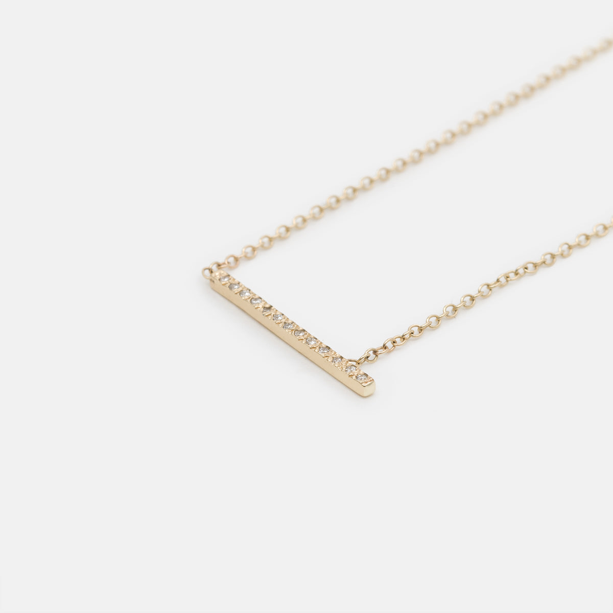 Tira Non-Traditional Necklace in 14k Gold set with White Diamonds By SHW Fine Jewelry New York City